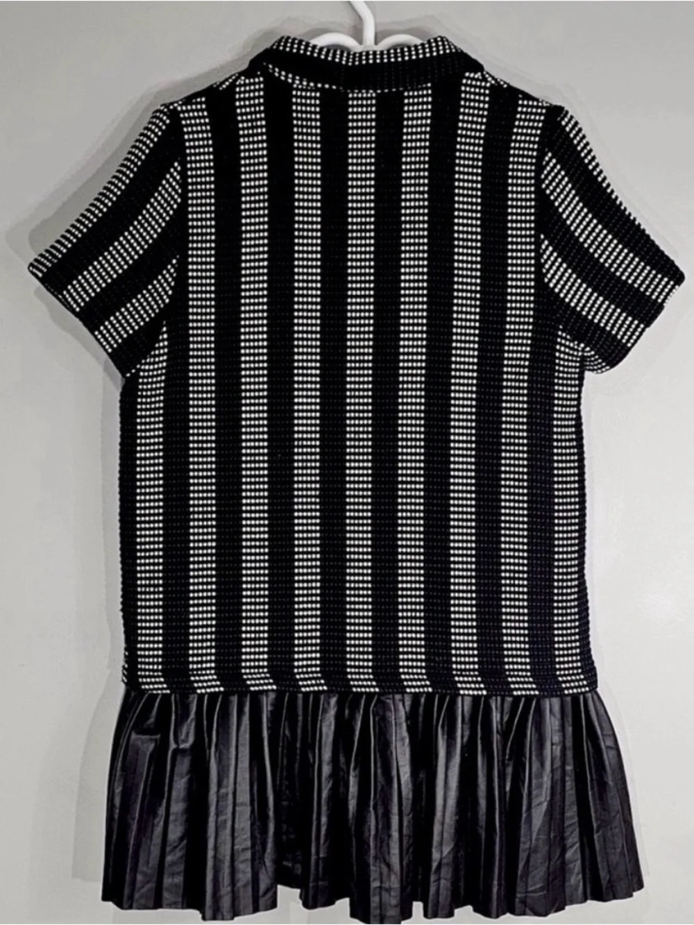 ZARA Textured Knit Polo Button Front Pleated Mini Dress Size M - Picture 6 of 10